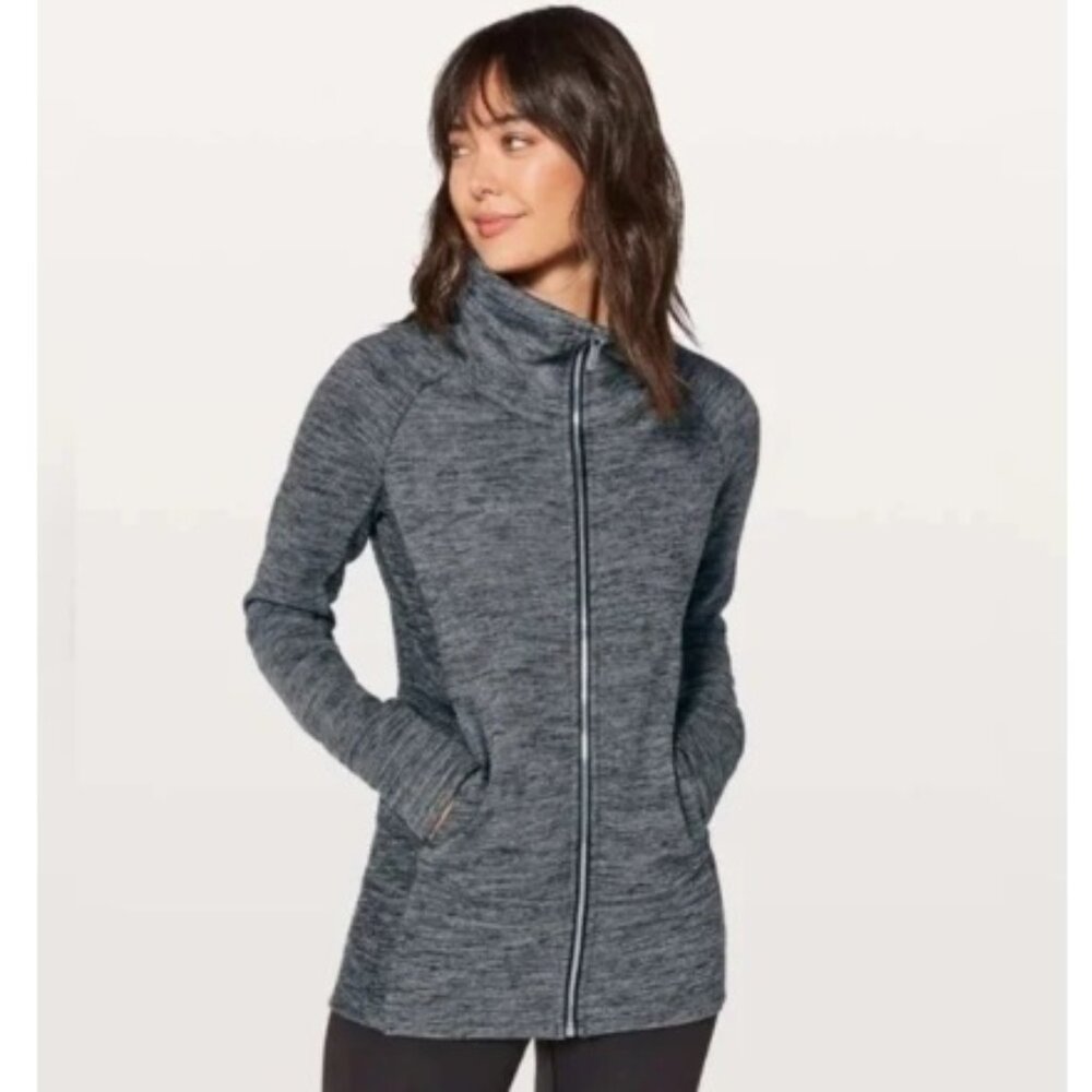 Lululemon Radiant II Heathered Core Dark Gray Zip Up Jacket size 6